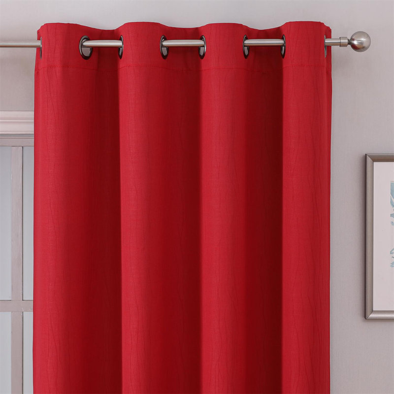 Embossed Blackout Curtain, 50" W x 63" L, Red