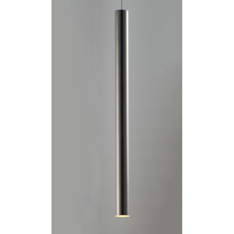 Luminaire suspendu cylindrique unique à 1 lumière Addysun, Chrome poli