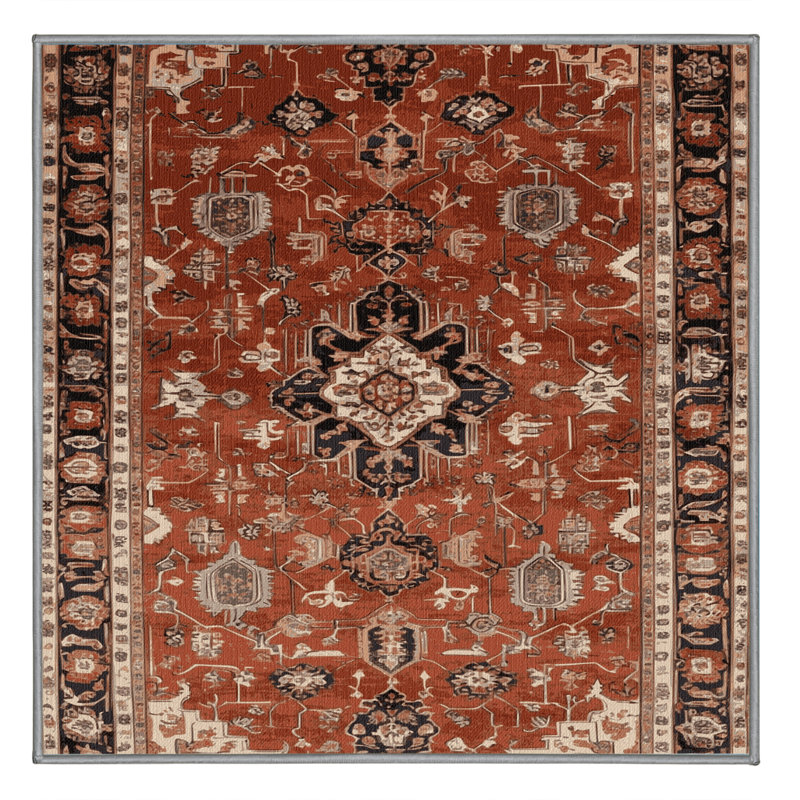 Machine Washable Persian Brown Area Rug, Square 8'