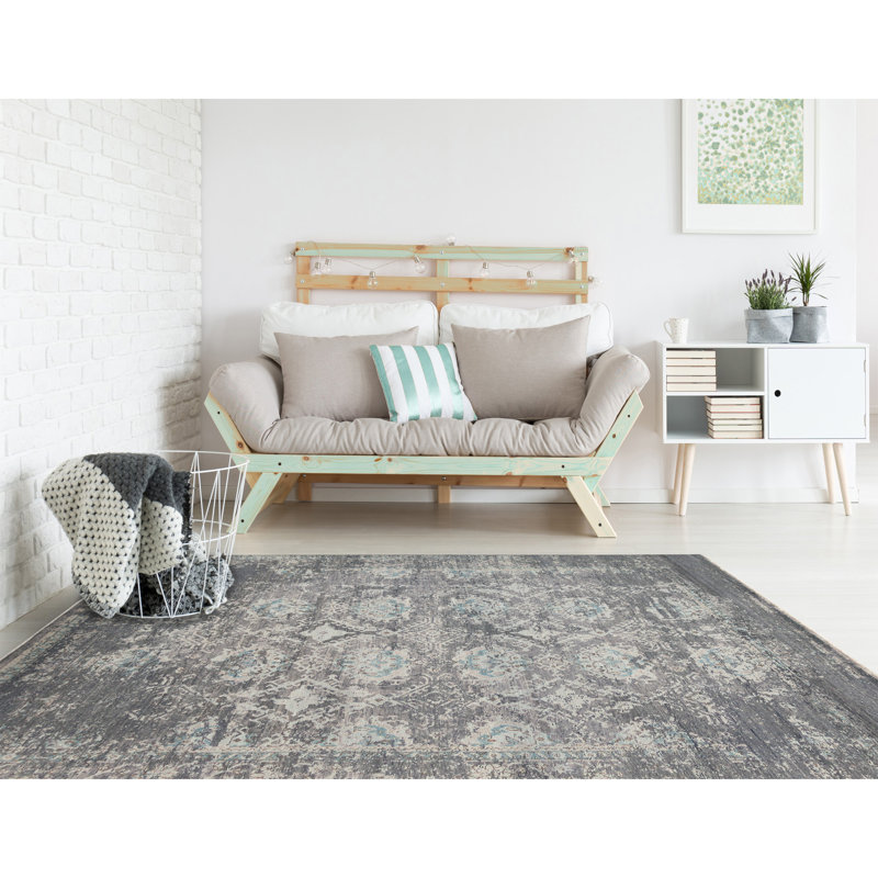 Nuit Arabe Wool Geometric Area Rug in Silver, Rectangle 9' x 12'