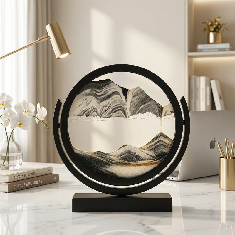 Peinture de sable qui coule, mouvement 3D et décor, Noir