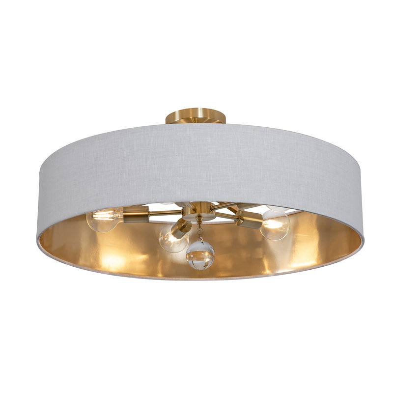 Luminaire suspendu Woodvale - 30 po, Laiton satiné, Blanc / doré