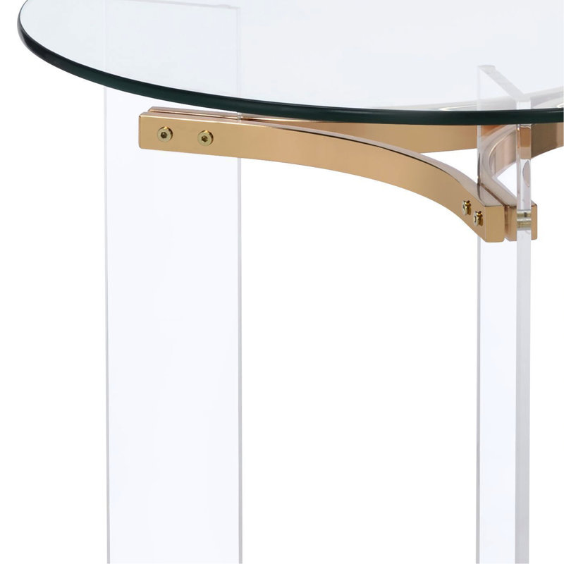 Table Engager Hauteur et surface en verre trempé avec plateau en métal et acrylique