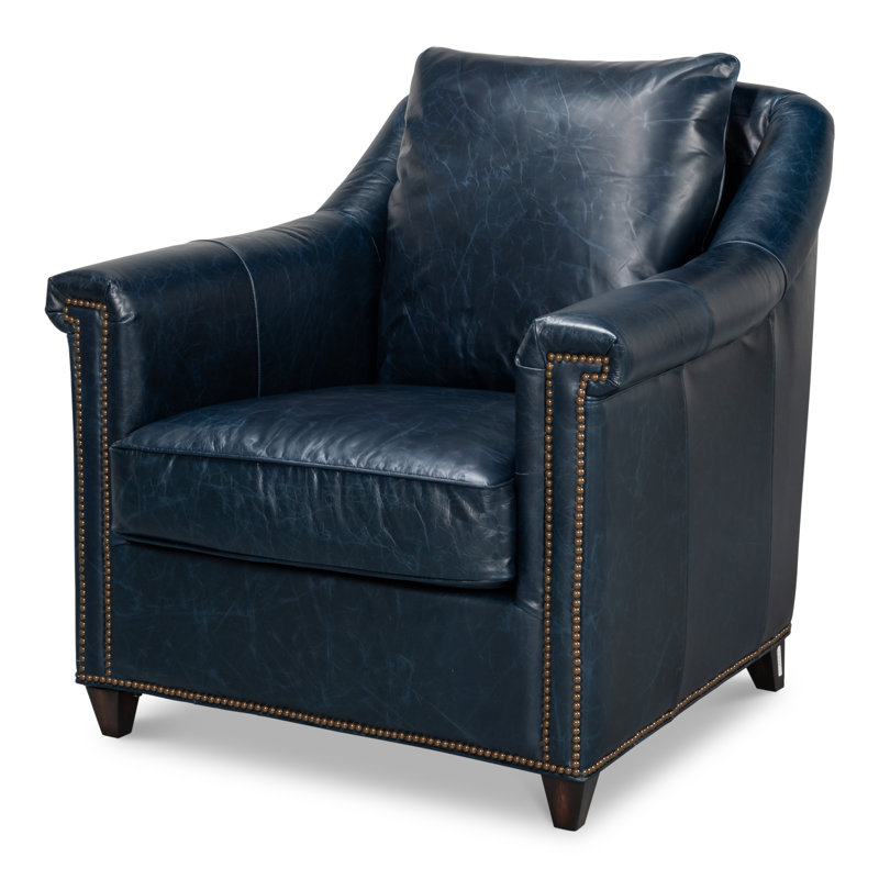 Fauteuil Vandike, Cuir bleu château