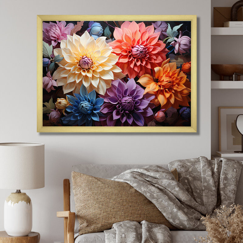 Dahlia Dreams II sur impression sur toile, H 30 po x l 40 po x P 1,5 po, Cadre doré à une seule photo