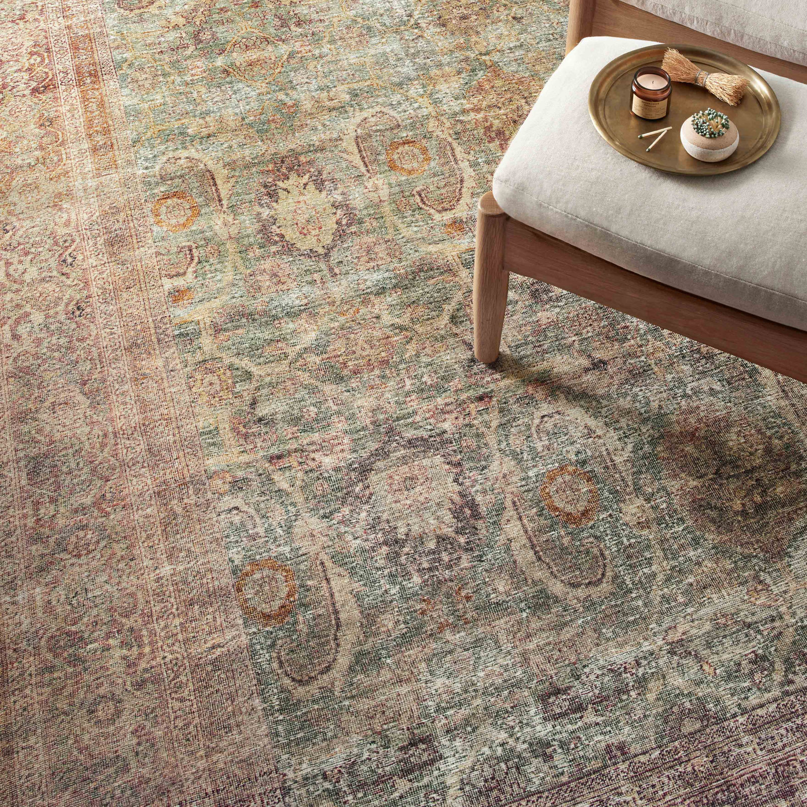 Amber Lewis x Loloi Georgie Jade Sunset Oriental Rug, Rectangle 10' x 14'