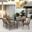 Ensemble de salle à manger de patio, table de mobilier d'extérieur et 6 chaises en textilène, brun pont