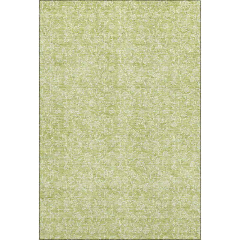 Premium Machine Washable Prisco Aloe Rug, Rectangle 3' x 5'