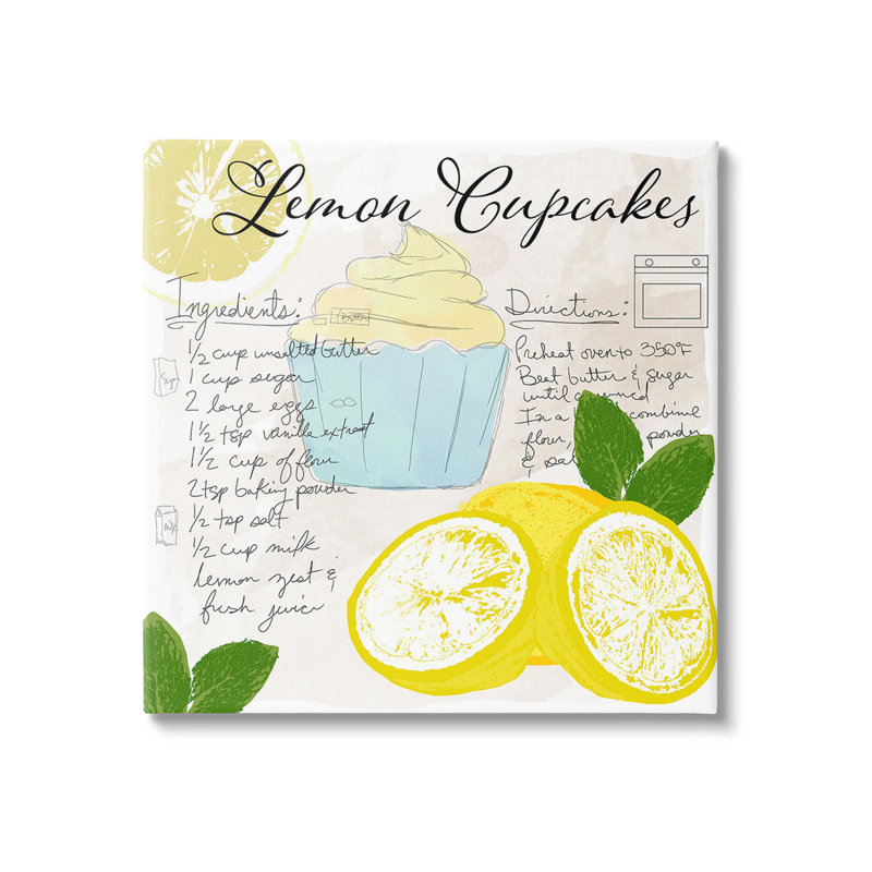 «Lemon Cupcake Recipe», art mural sur toile par Daniela Santiago, H 24 po x l 24 po
