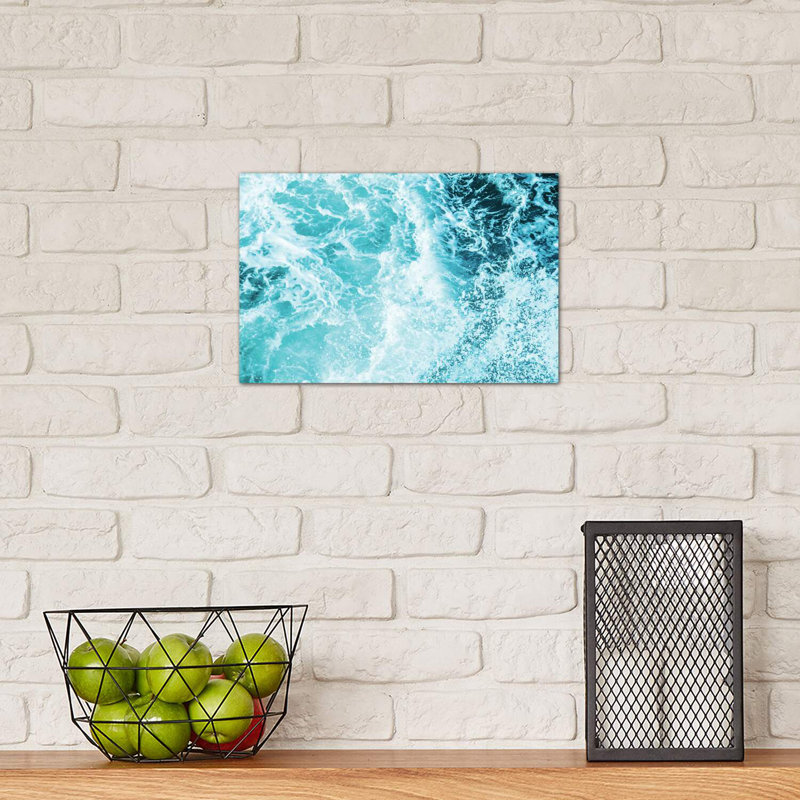 «Perfect Ocean Sea Waves» - Impression sur papier avec cadre flottant, Toile tendue, H 8 po x l 12 po x P 0,75 po