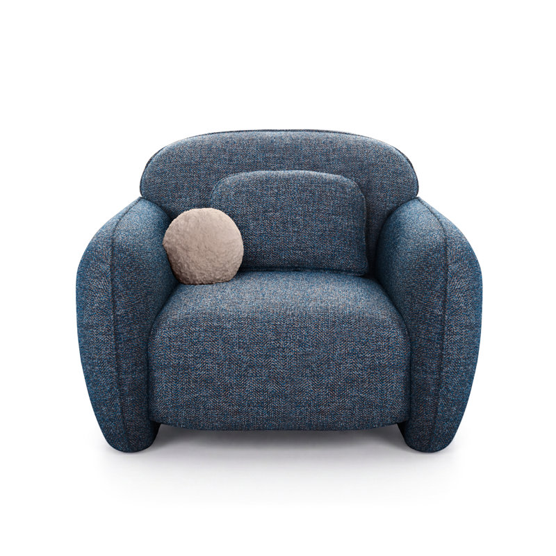Fauteuil en chenille de 43 po avec coussins décoratifs Dottie, Bleu