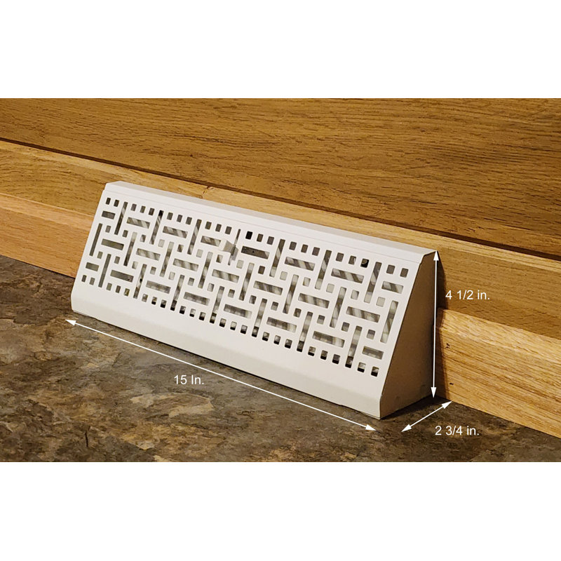 Decorative Baseboard Register, 4.5" H x 15" L x 2.75" W, White