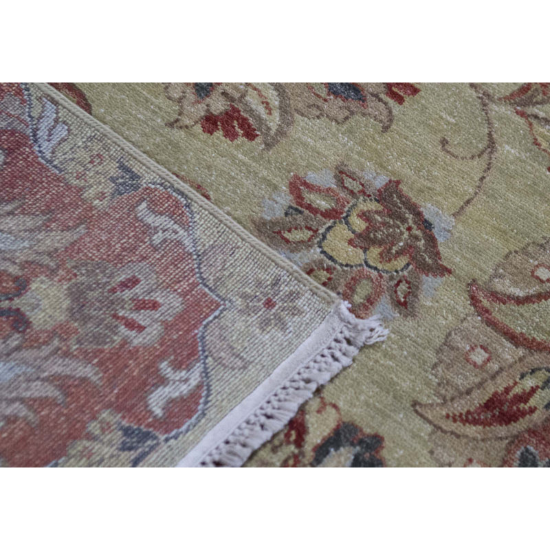 Tapis doré et rouille de haute qualité noué à la main