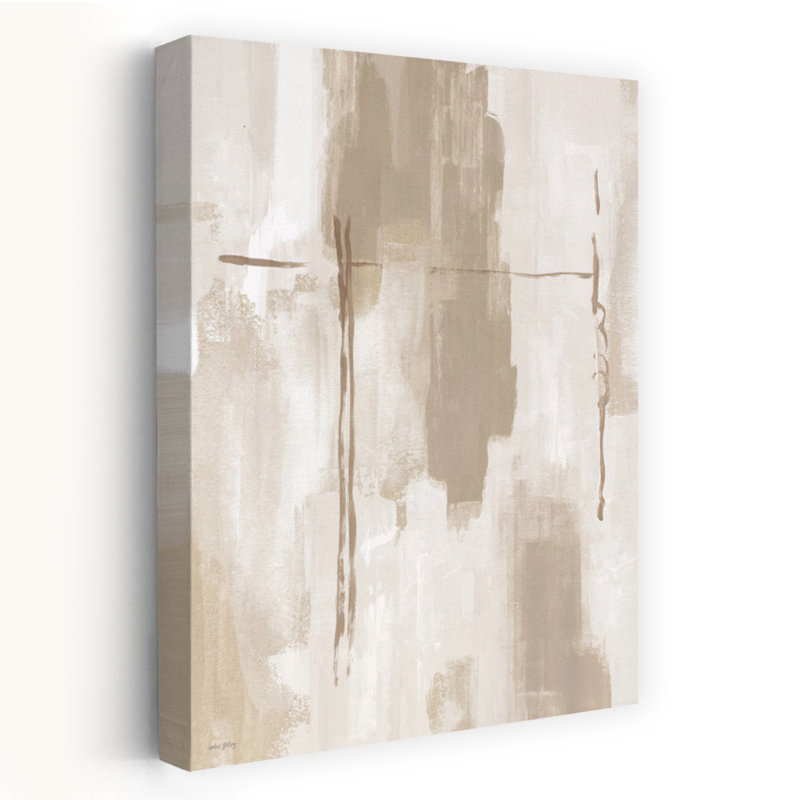 «In The Lines II», reproduction d'art contemporain sur toile, tons neutres abstraits et beige, H 36 po x l 24 po