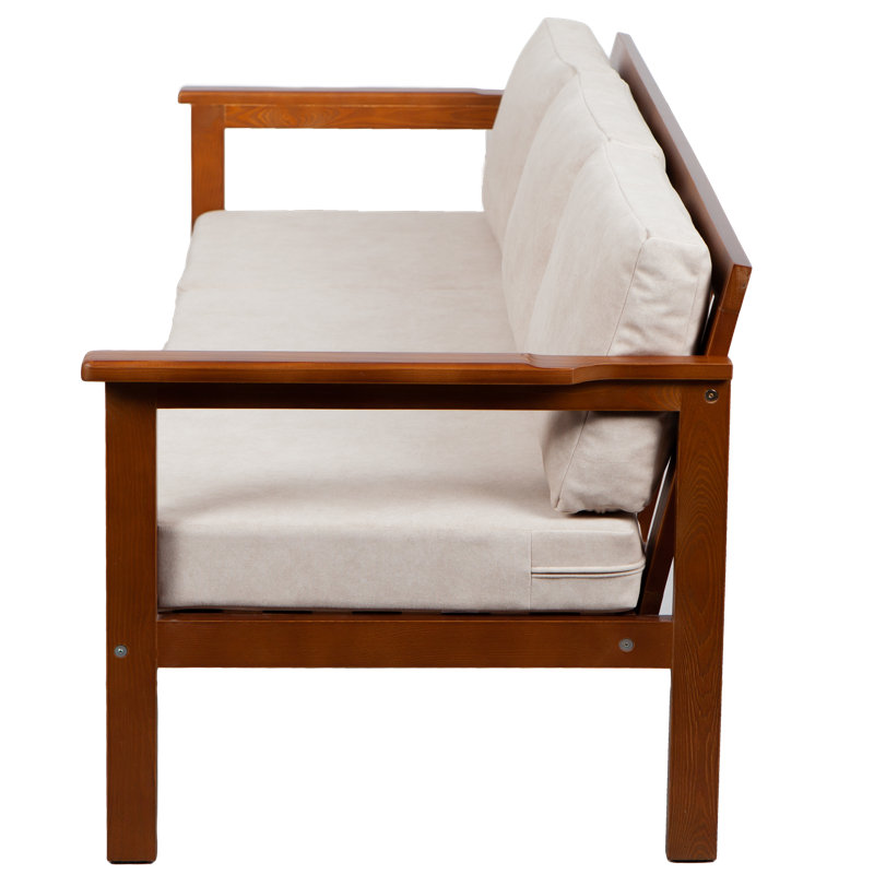Jaqualyn 164cm Wide Pine Garden Sofa with Cushions, Brown, Lily Leaves