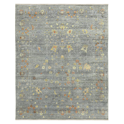 Tapis floral en laine noué à la main gris Jwell