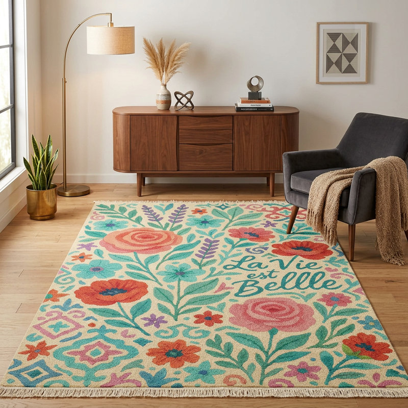 Tapis floral belle vie 5 pi x 8 pi