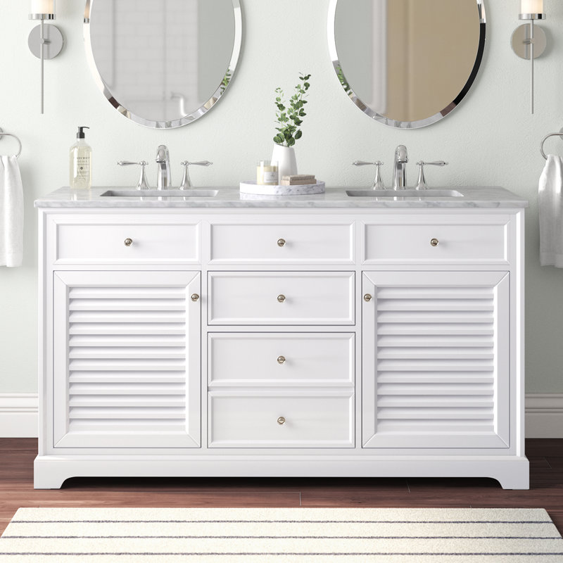 Ensemble de meuble-lavabo double 60 po Closter, Blanc