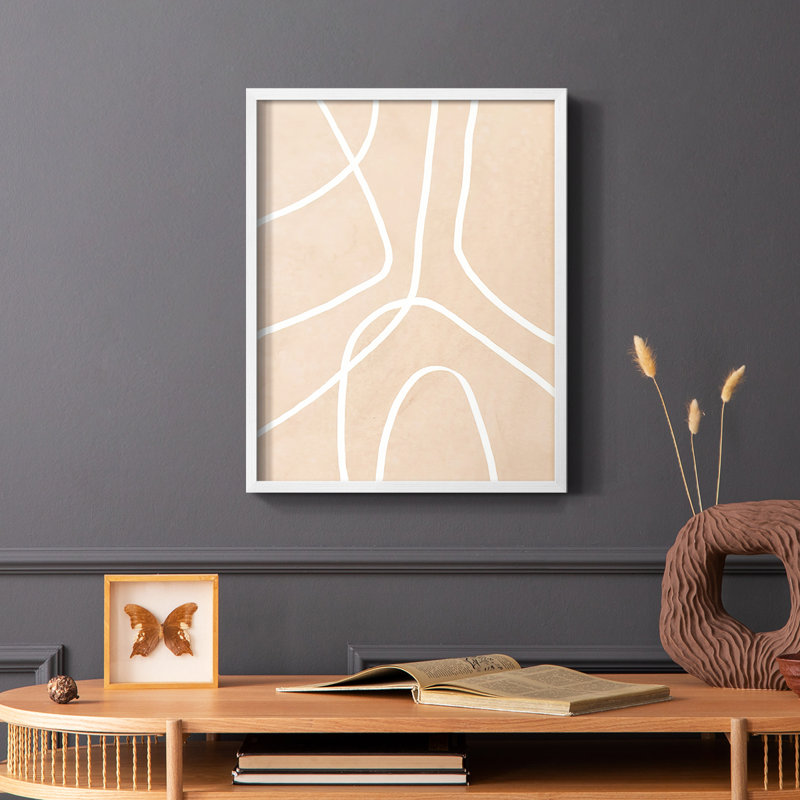Clean Contour III Framed Print - Solid Wood, White, 20" H x 16" W