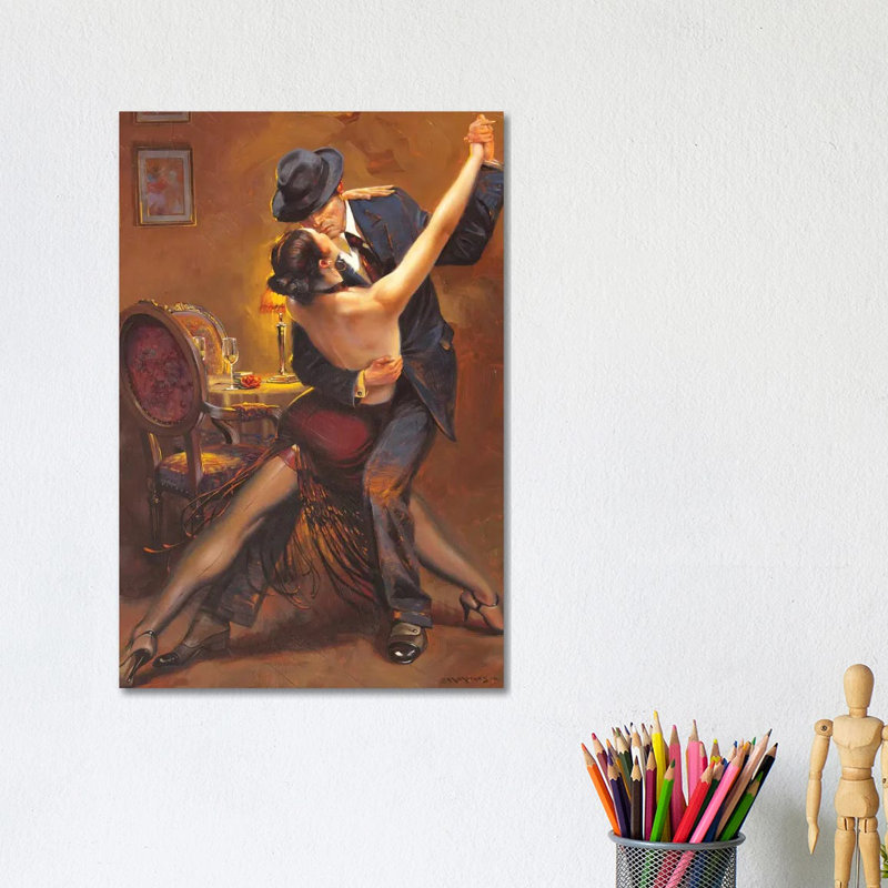 Tango par Maher Morcos - reproduction d'art, Toile tendue, Pas de tapis, H 26 po x l 18 po x 1,5 po