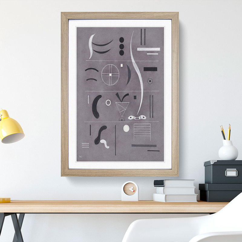 Four Parts by Wassily Kandinsky - Picture Frame Painting, Oak Framed, 65cm H x 48cm W x 2cm D