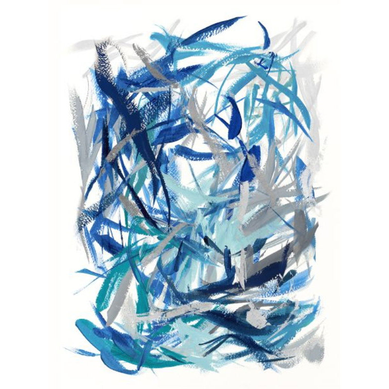 Blue Rising II Painting by Fern Cassidy, 32" H x 24" W, Glass Coat