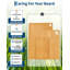 Ensemble de 3 planches à découper en bambou pour la cuisine, planche à découper en bois 15 x 10/12 x 8/9 x 6 po avec rainure à jus profond et trou de suspension