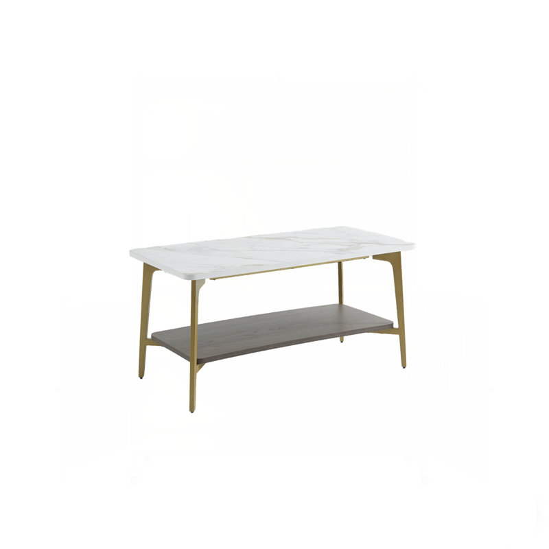 Coffee Table Rectangular Center Table for Living Room Open Space Side Table with Metal Frame