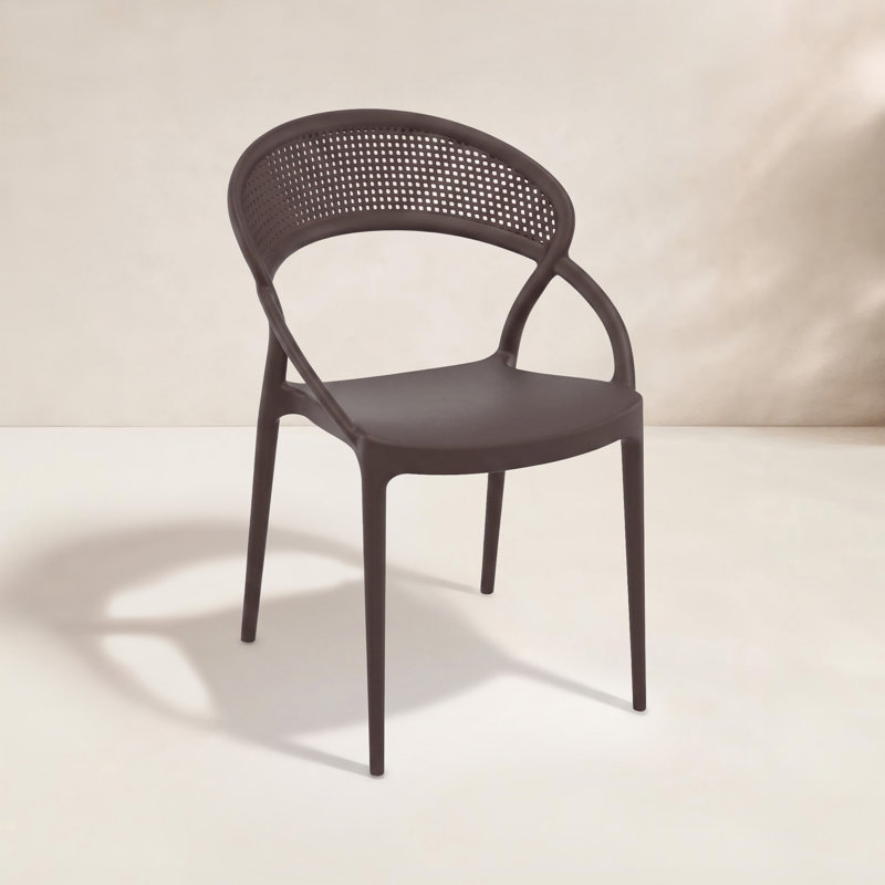 Chaise d'appoint empilable pour patio Farrah, Brun