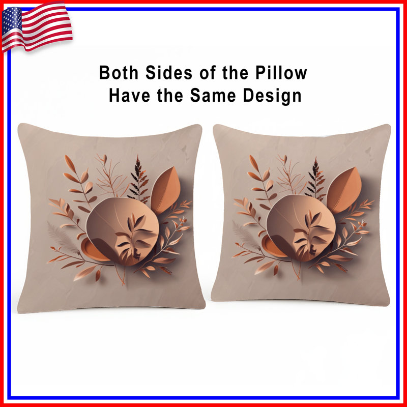Coussin Leaves, coussins double face nature, 14 X 14 pouces