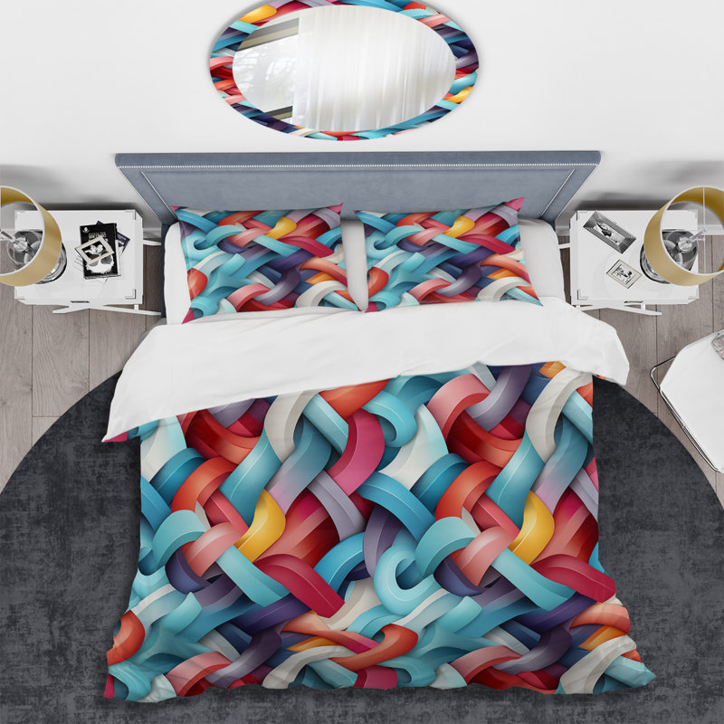 Ensemble de housse de couette Colorful Colorful Illusions, Housse de couette pour très grand lit et 2 très