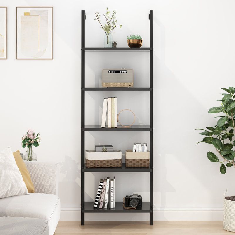Flythe Ladder Bookcase, Black/Dark Walnut