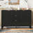 Sideboard with Wave Design - 3 Adjustable Shelves, 3 Drawers & Soft-Close Doors, Storage Console Table with Metal Handles, Suitable for Study, Hallway and Living Room-667679019