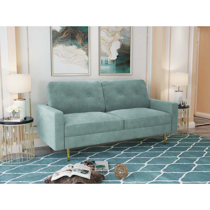 Canapé 70 po en velours 70 po, Turquoise turquoise