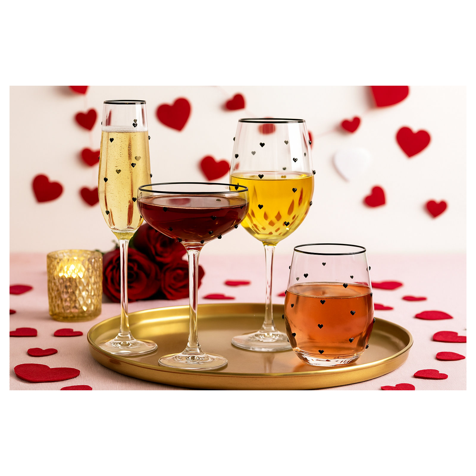10 Strawberry Street Charming Heart Glassware, Flute