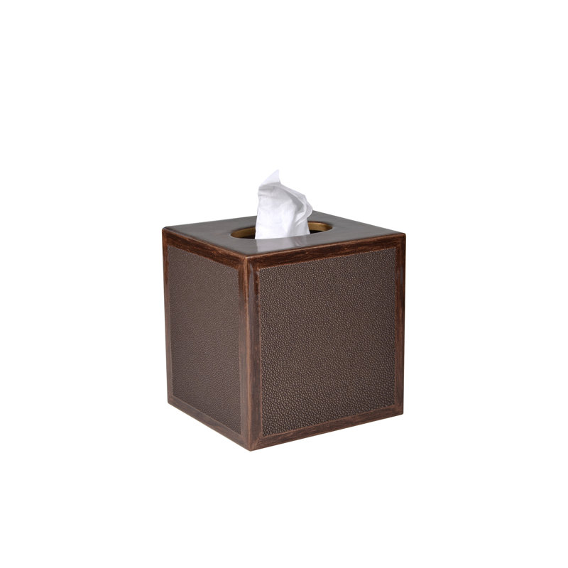 Mike + Ally Luxury Shagreen Square Tissue Holder for Bathroom & Bedroom, BRONZE/ GOLD