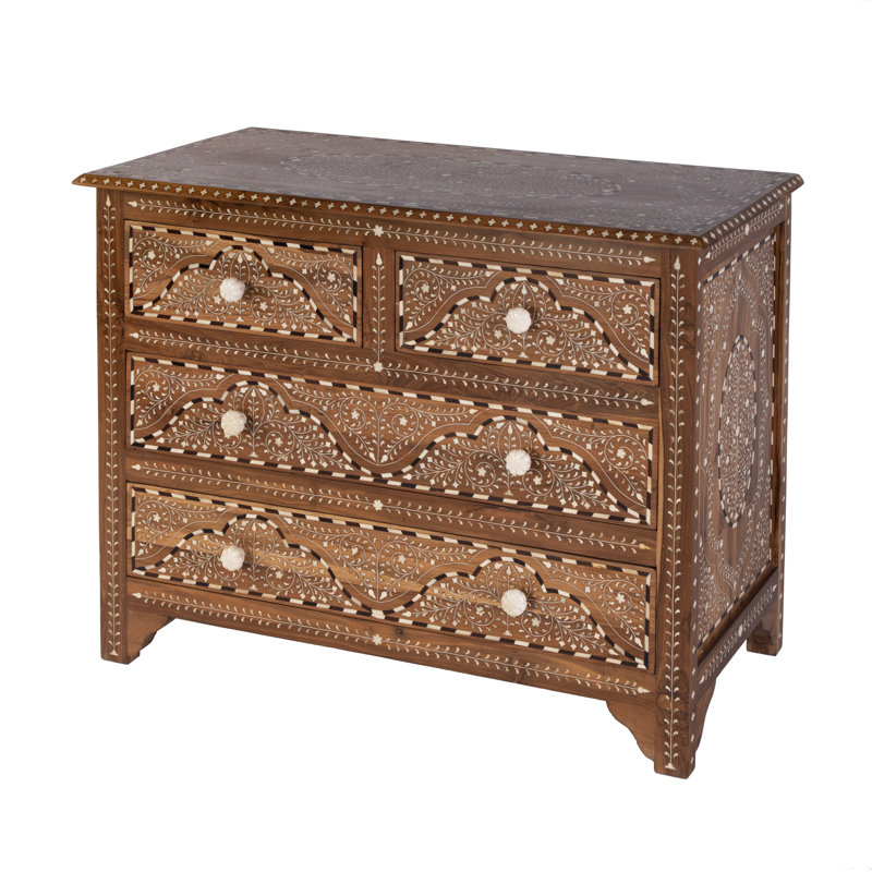 Rashmi 40 in. W Rectangular Bone 4 Drawer Accent Chest