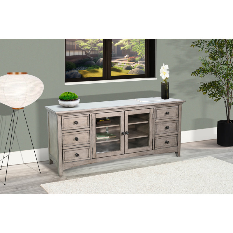 Ayami Solid Wood Storage Credenza, 62" W x 17" D, Urban Gray