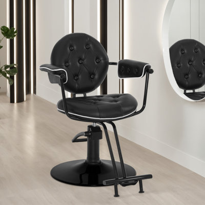 330 lbs Faux Leather Hydraulic Salon Chair, Swivel Barber Chair for Barbershop