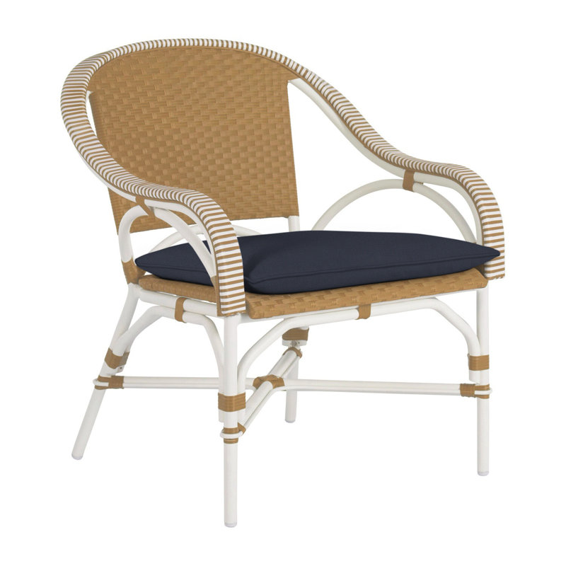 Savoy Patio Chair with Cushions, Welt, Dove Sunbrella® Linen, Chalk/White/Navy