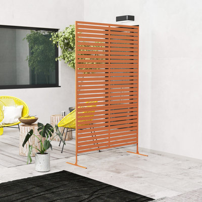 Metal Outdoor Privacy Screen Decorative Outdoor Divider with Stand