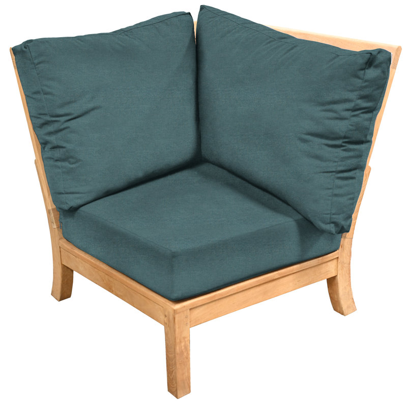 Monterey Teak Outdoor Sectional Corner Chair, Cast Lagoon Sunbrella® Plainweave