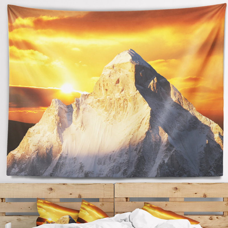 Tapisserie «Garhwal Himalaya» au coucher du soleil, H 32 po x l 39 po