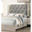 Grand lit pour chambre à coucher, tête de lit grise, finition crème, lit moderne en bois d'hévéa stable, style-2054162983