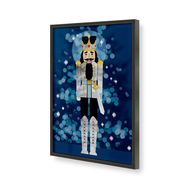 Casse-noisette classique en bleu I print dans un cadre, H 15 po x l 12 po, Cadre noir satiné