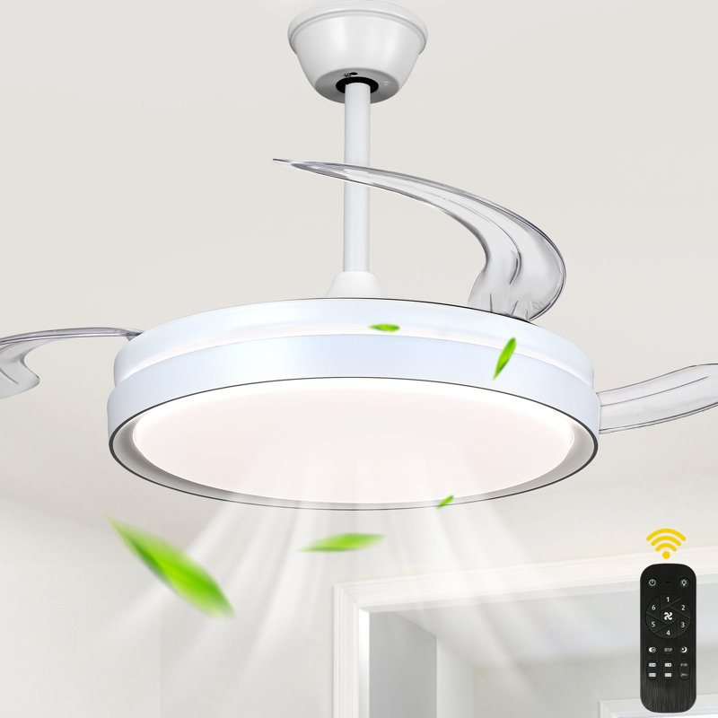 Ventilateur de plafond blanc à 3 pales de 42 po avec lumières et télécommande, dernier ventilateur à 6 vitesses à courant continu pour salon, chambre à coucher