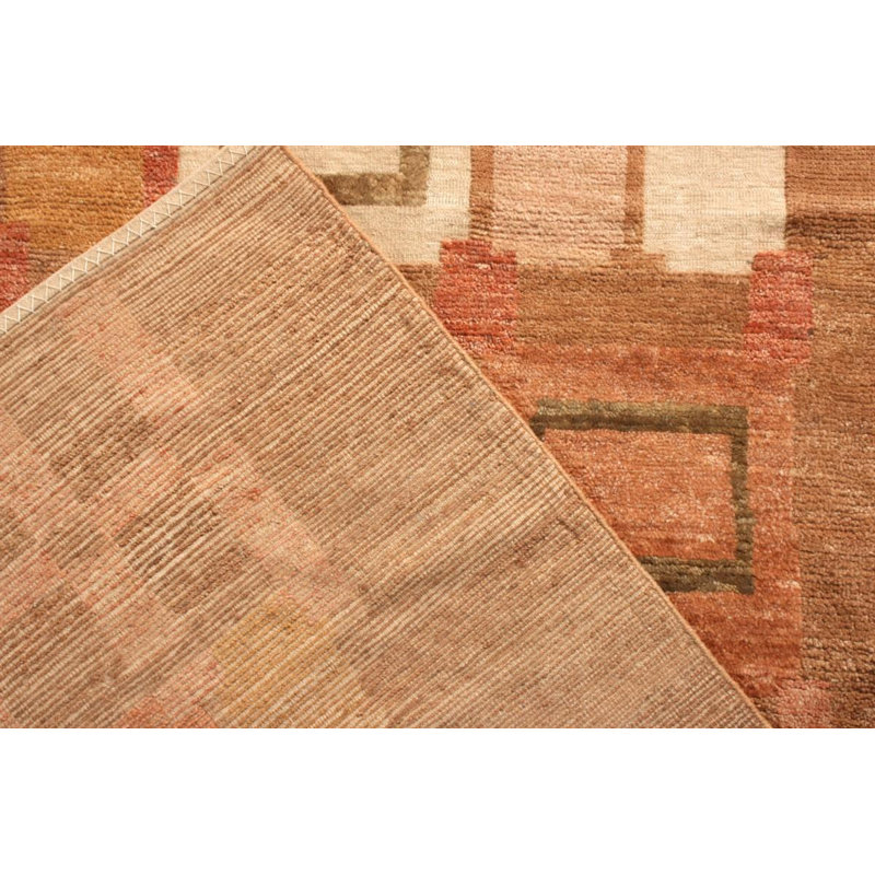 Scandinavian Hand Knotted Wool Geometric Area Rug, Rectangle 12' x 16'