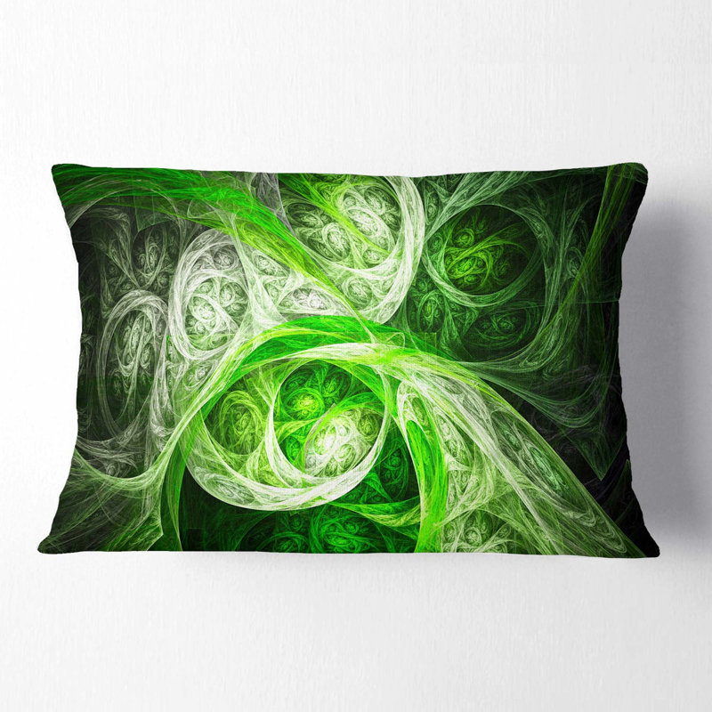Mystic Green Fractal - coussin imprimé abstrait