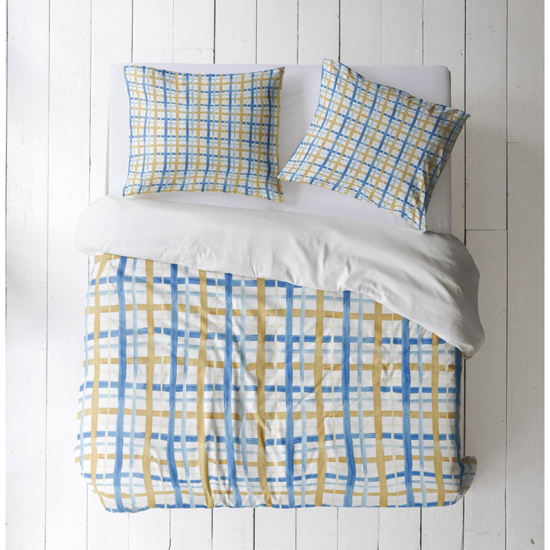 Checkered Duvet Cover, King Duvet Cover + 2 King Shams