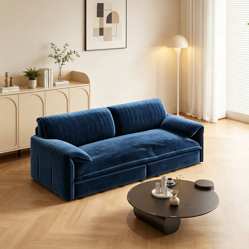 Queen Pull Out Sofa Bed, 3-In-1 Convertible Sleeper Sofa With Side Storage,Multi-Functional Velvet Loveseat Bed For Living Room,Bedroom,Apartment